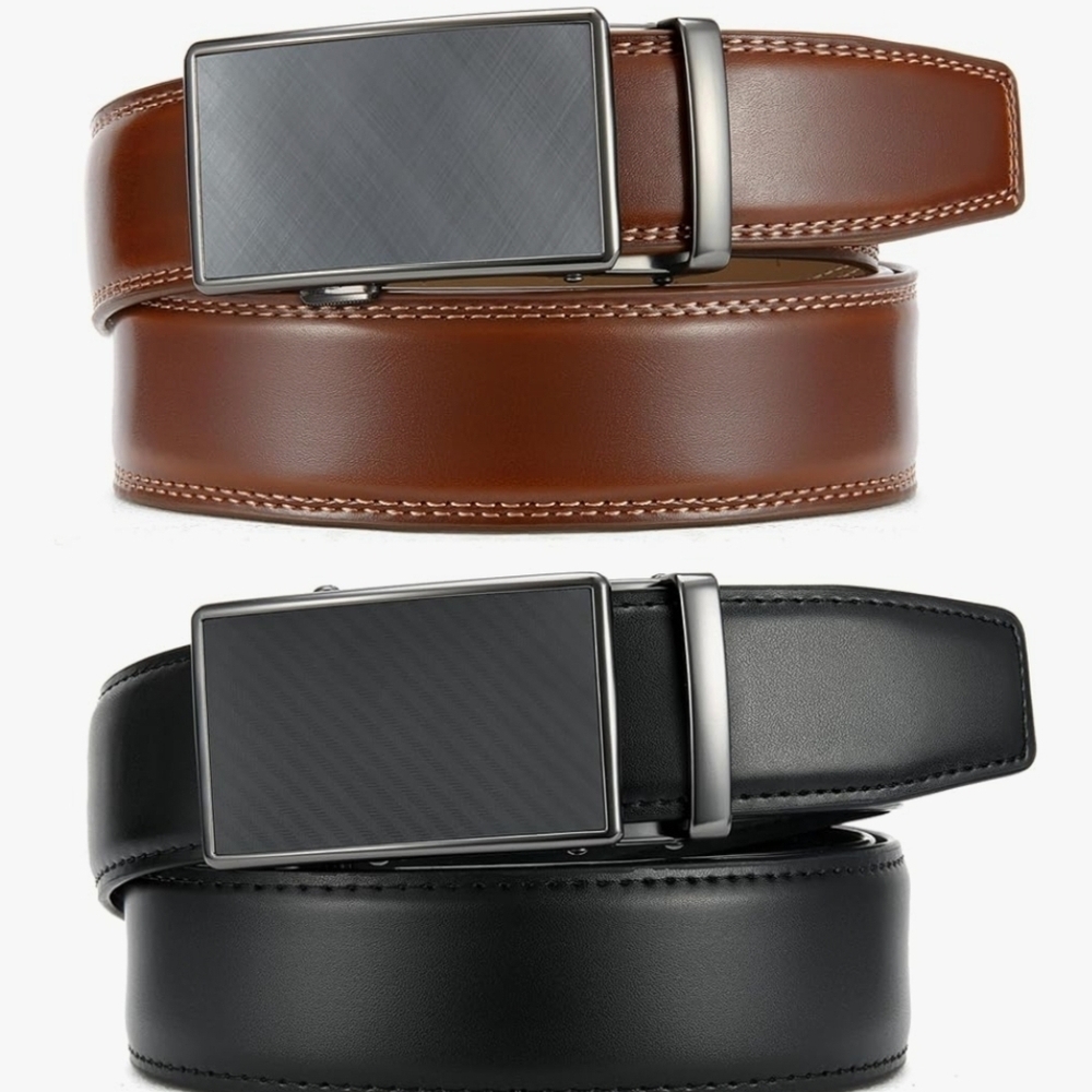 CHAOREN Men’s Leather Ratchet Belt 2 Pack Adjustable 32–38 Waist New Box